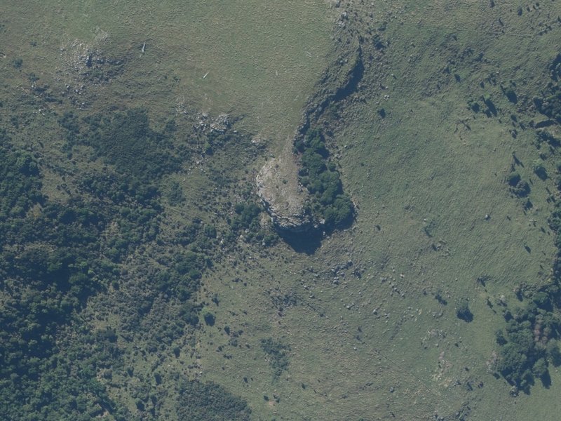 aerial view of Screaming Whippets Crag and the ground around it