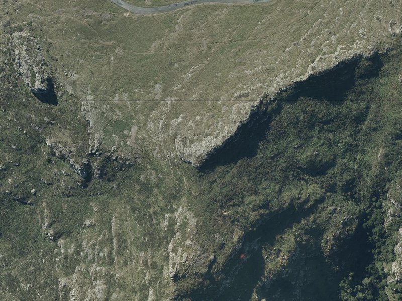 aerial view of Te Moenga-o-Wheke/The Tors and the ground around it