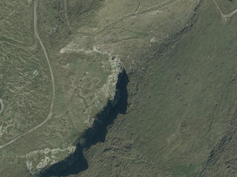 aerial view of Windsor Crag and the ground around it