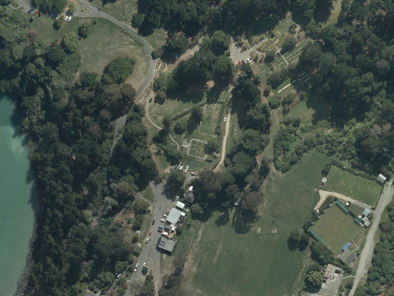 aerial view of Godley House and the ground around it