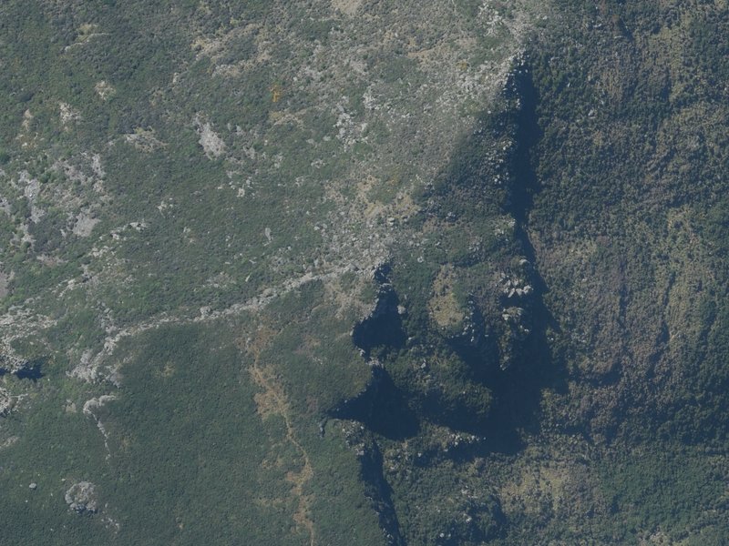 aerial view of Eye of the Needle and the ground around it