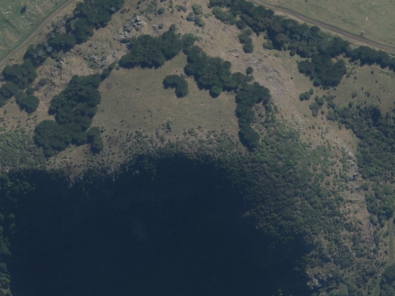 aerial view of Le Bons Peak and the ground around it