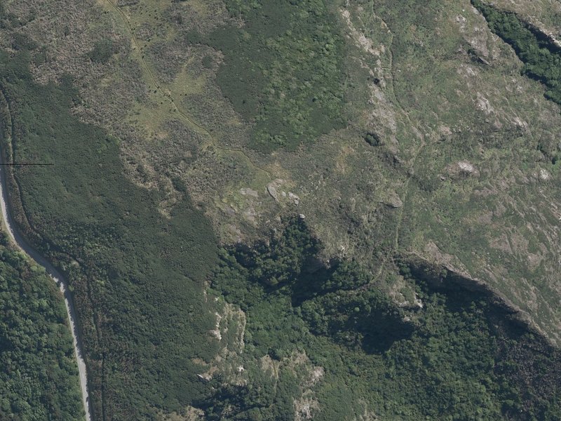 aerial view of Mount Ada and the ground around it