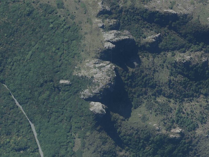 aerial view of Ōmawete / Coopers Knob and the ground around it