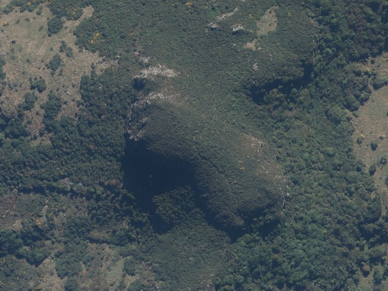 aerial view of Purple Peak and the ground around it