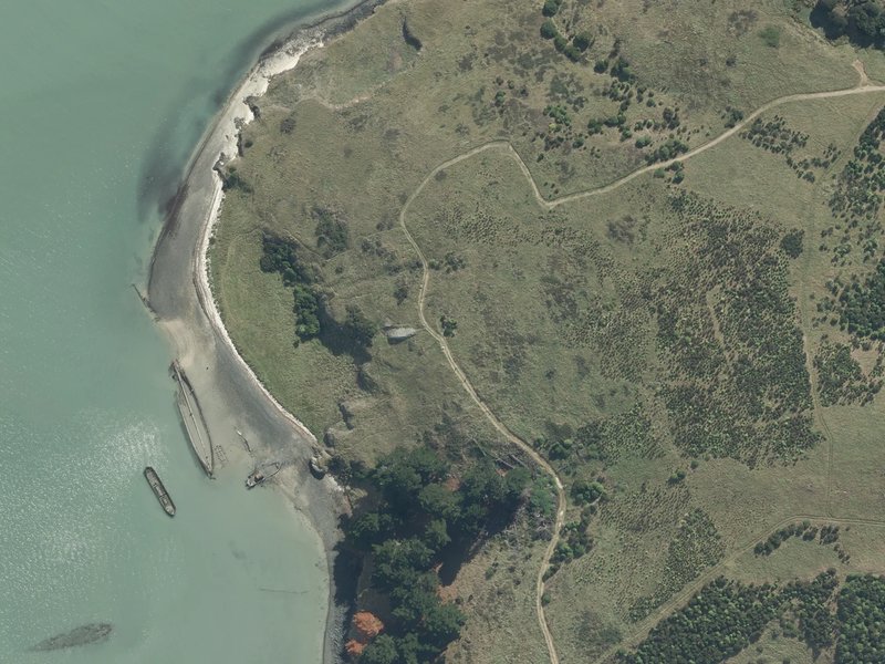 aerial view of Ships' Graveyard and the ground around it