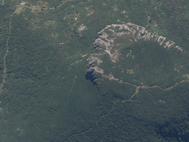 aerial view of Stony Bay Peak and the ground around it