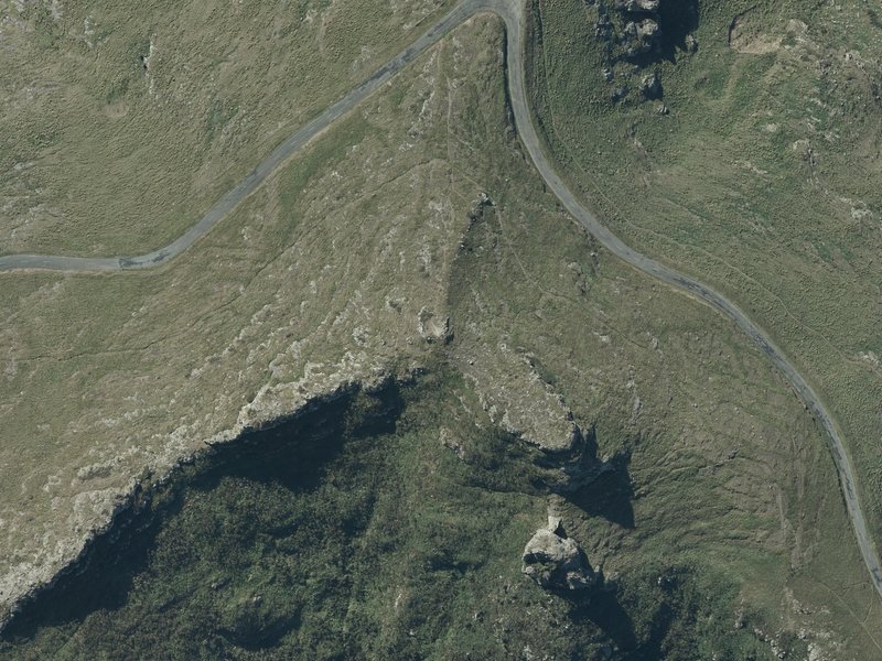 aerial view of Te Moenga-o-Wheke / The Tors and the ground around it
