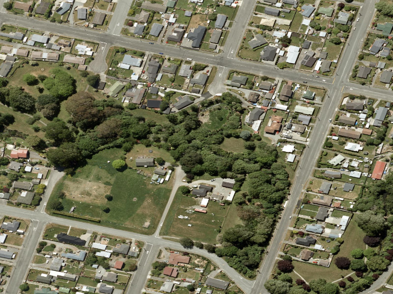 aerial view of Taumatakahu Stream Walkway and the ground around it