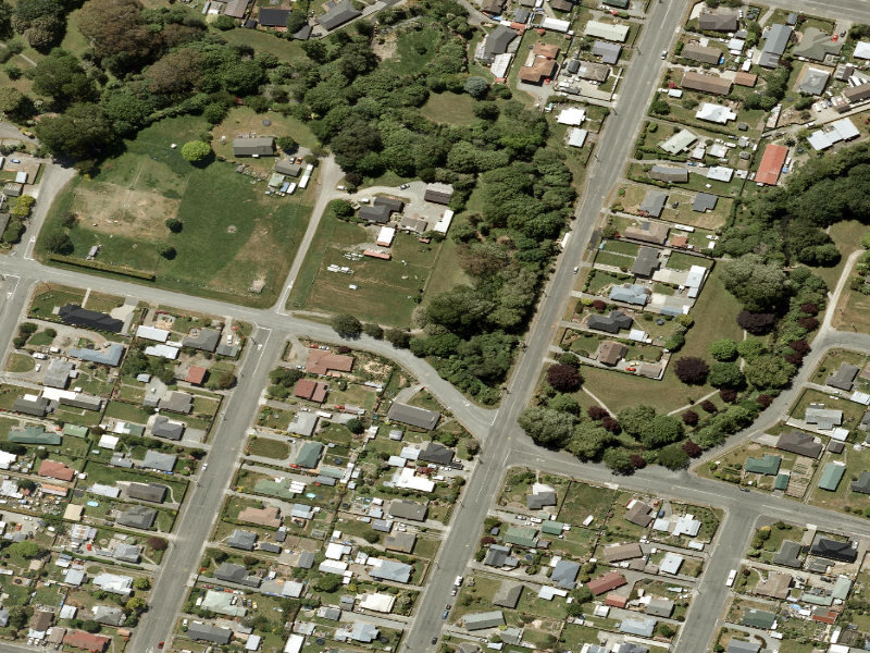 aerial view of Taumatakahu Stream Walkway and the ground around it