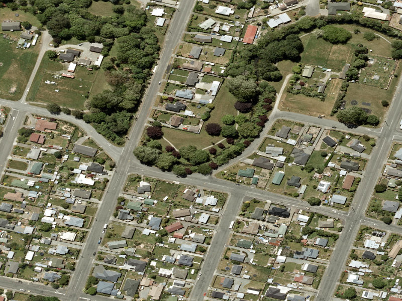 aerial view of Taumatakahu Stream Walkway and the ground around it