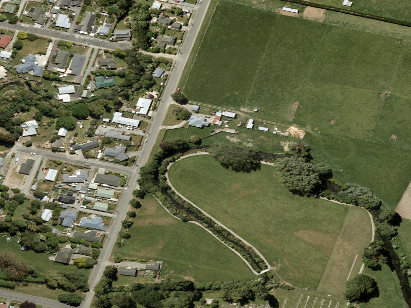 aerial view of Taumatakahu Stream Walkway and the ground around it