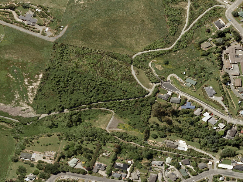 aerial view of Pekapeka Gully and the ground around it
