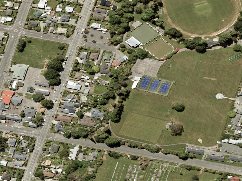aerial view of Geraldine Domain Walkway and the ground around it