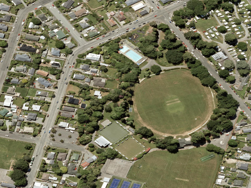 aerial view of Geraldine Domain Walkway and the ground around it
