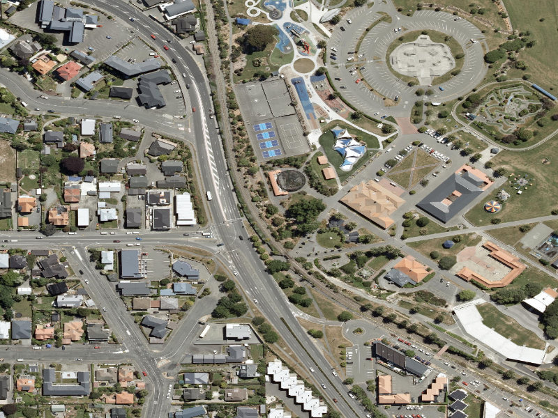 aerial view of Caroline Bay Footpaths and the ground around it