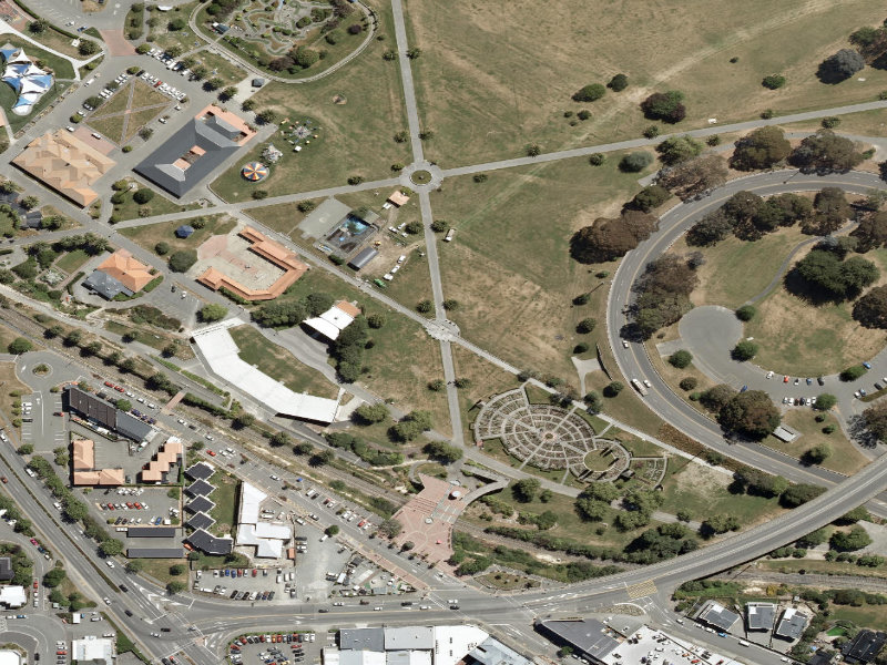 aerial view of Memorial Walk and the ground around it