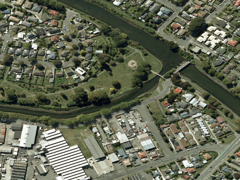 aerial view of Walk and bike track through Woolston and the ground around it