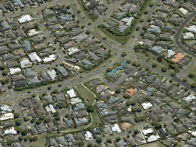 aerial view of Walk and bike track through Parklands and the ground around it