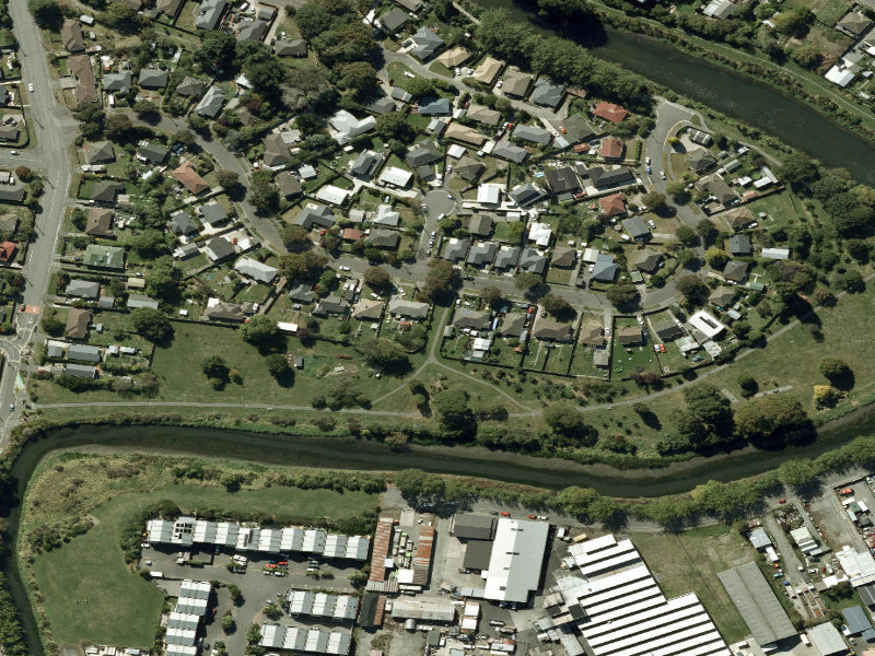 aerial view of Walk and bike track through Woolston and the ground around it