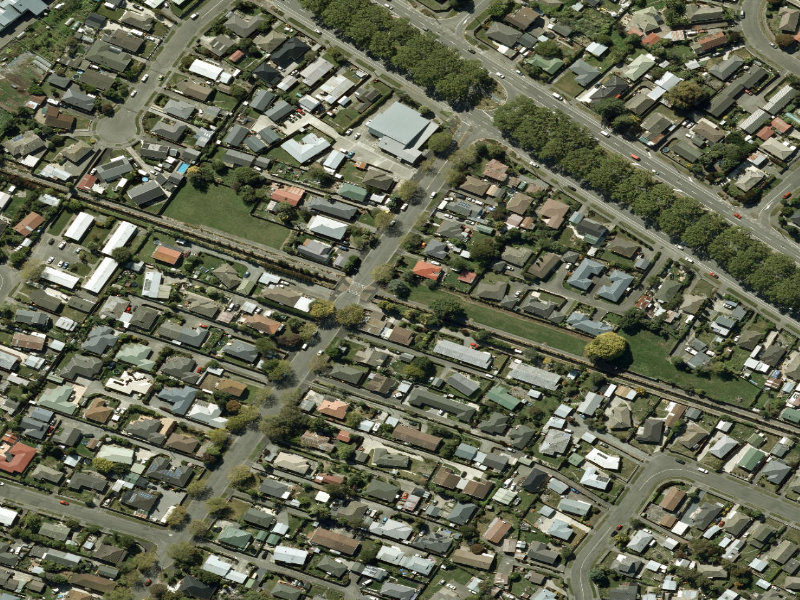 aerial view of Walk and bike track through Woolston and the ground around it