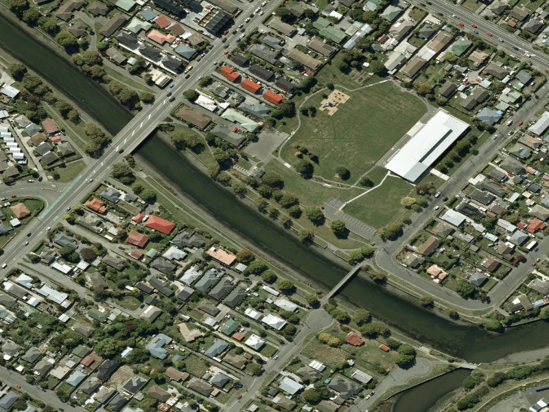aerial view of Walk and bike track through Woolston and the ground around it