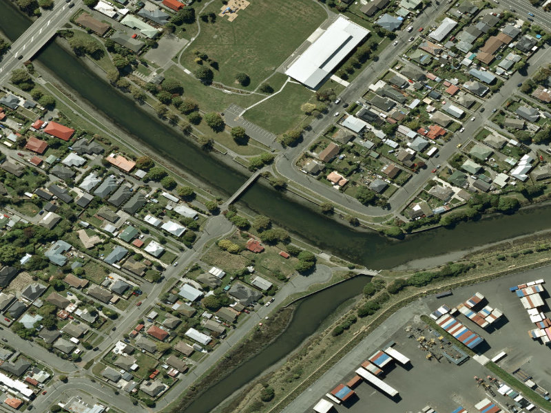 aerial view of Walk and bike track through Woolston and the ground around it