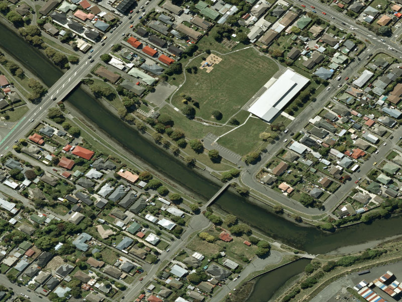 aerial view of Walk and bike track through Woolston and the ground around it