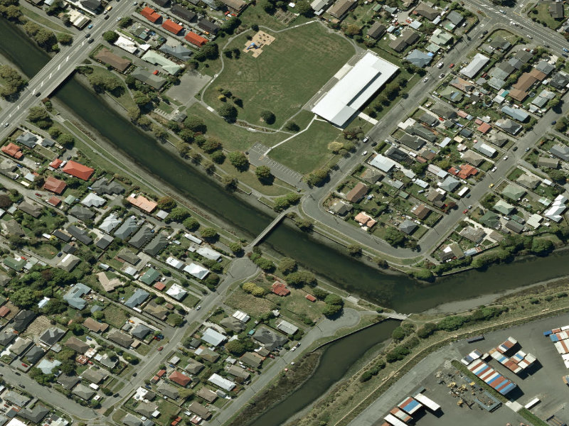 aerial view of Walk and bike track through Woolston and the ground around it