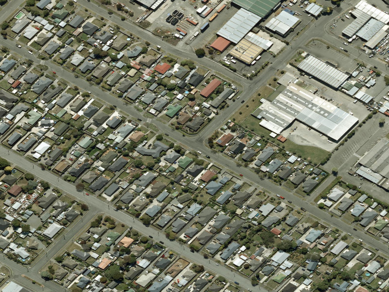 aerial view of Walk and bike track through Wainoni and the ground around it
