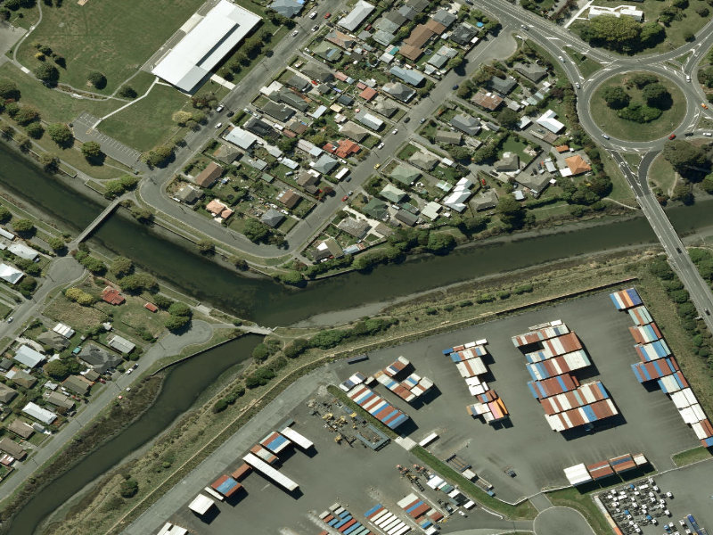 aerial view of Walk and bike track through Woolston and the ground around it