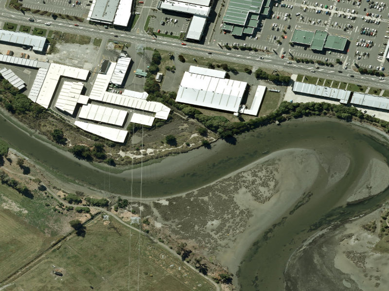 aerial view of Walk and bike track through Ferrymead and the ground around it