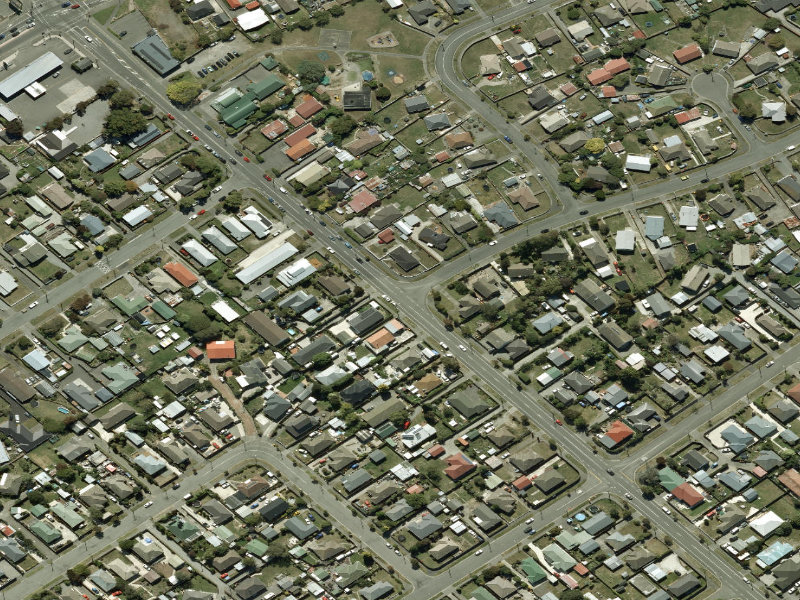 aerial view of Walk and bike track through Aranui and the ground around it