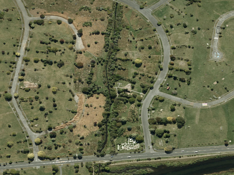 aerial view of Walk and bike track through Burwood and the ground around it