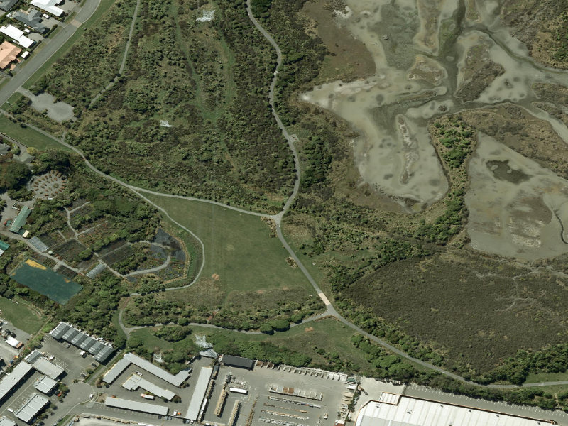 aerial view of Walk and bike track through Woolston and the ground around it