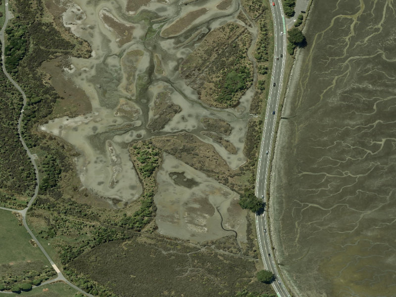aerial view of Walk and bike track through Ferrymead and the ground around it