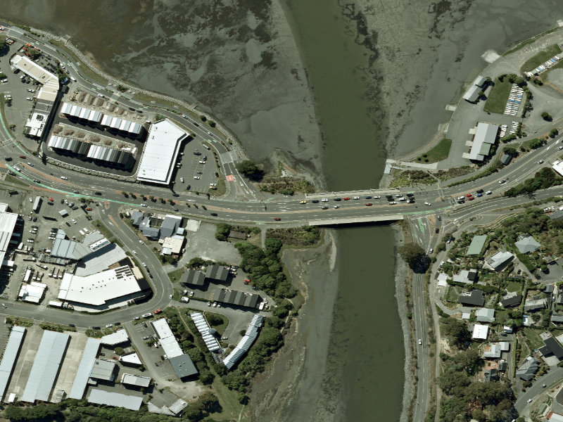 aerial view of Walk and bike track through Ferrymead and the ground around it