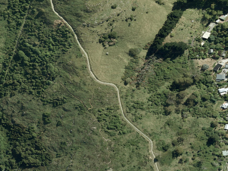 aerial view of Walk and bike track through Lyttelton and the ground around it