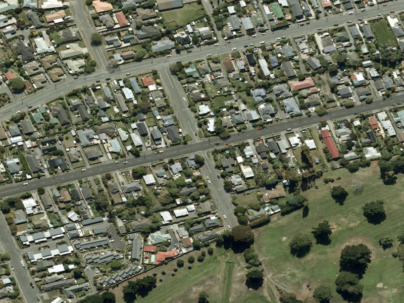 aerial view of Walk and bike track through New Brighton and the ground around it