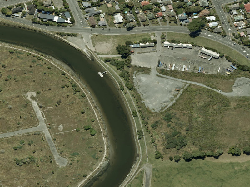 aerial view of Walk and bike track through New Brighton and the ground around it