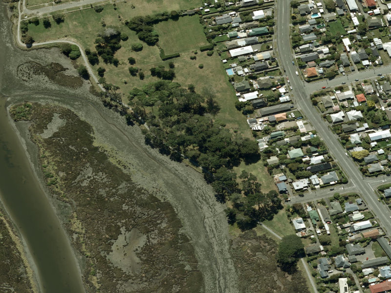 aerial view of Walk and bike track through New Brighton and the ground around it