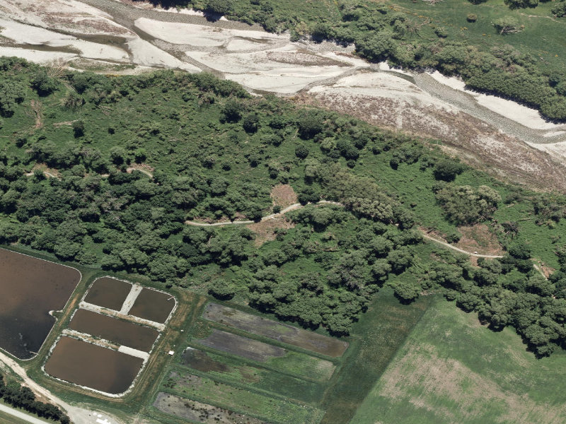 aerial view of Fairlie River Track and the ground around it