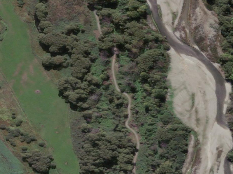 aerial view of Fairlie River Track and the ground around it