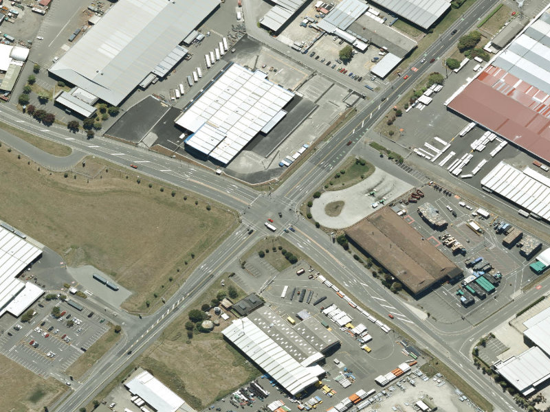 aerial view of Walk and bike track through Hornby South and the ground around it
