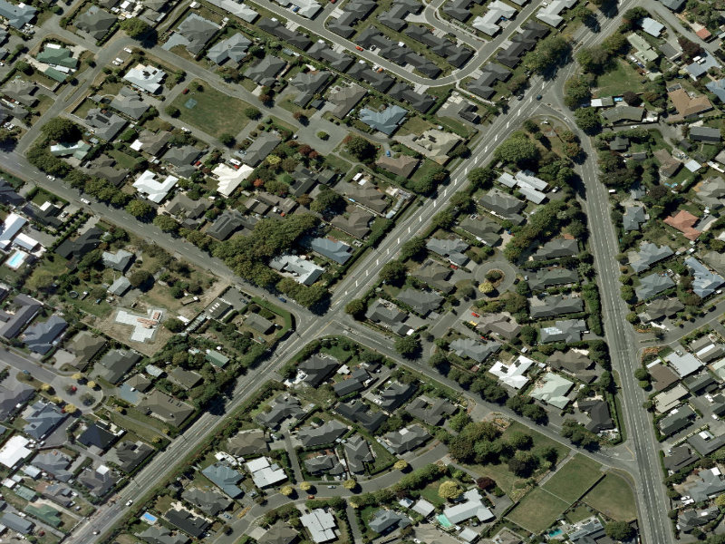 aerial view of Walk and bike track through Prebbleton and the ground around it