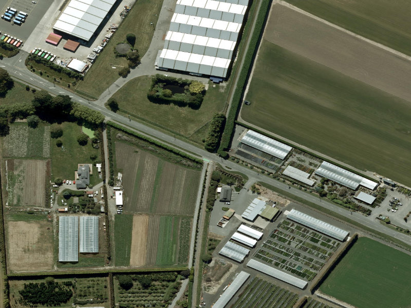 aerial view of Walk and bike track through Halswell and the ground around it