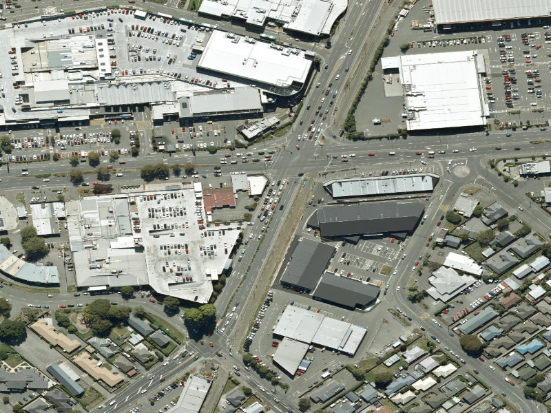 aerial view of Walk and bike track through Hornby and the ground around it