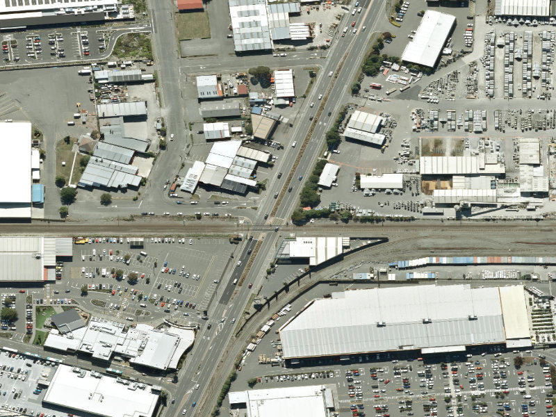 aerial view of Walk and bike track through Hornby and the ground around it