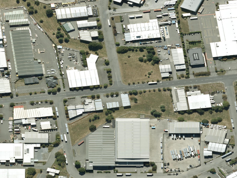 aerial view of Walk and bike track through Hornby and the ground around it
