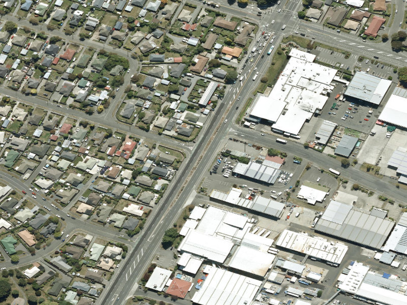 aerial view of Walk and bike track through Hei Hei and the ground around it